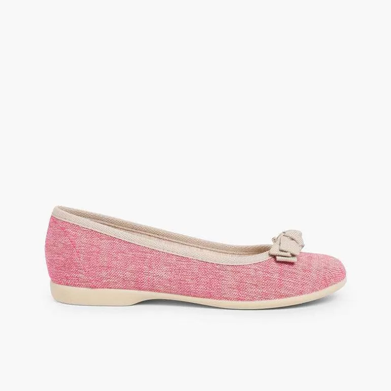 Clearance Linen Ballerina Pumps With Bow For Girls And Women Women Ballet Pumps And Flats