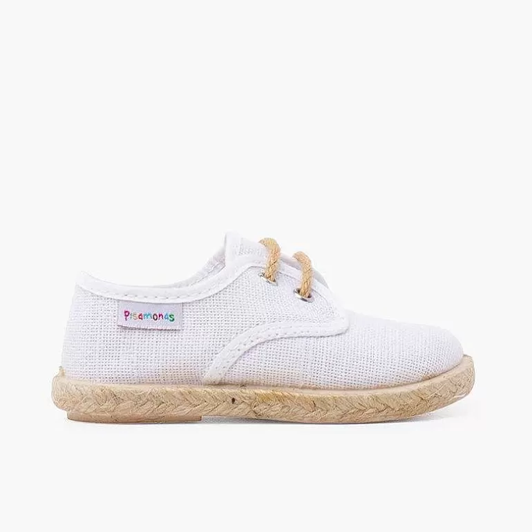 Clearance Linen Bluchers With Jute Laces And Sole Girls Trainers