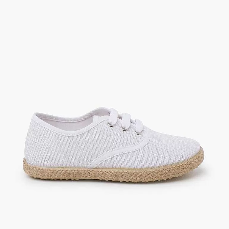 Hot Linen Lace-Up Espadrille Sole Trainers Women Brogues And Bluchers