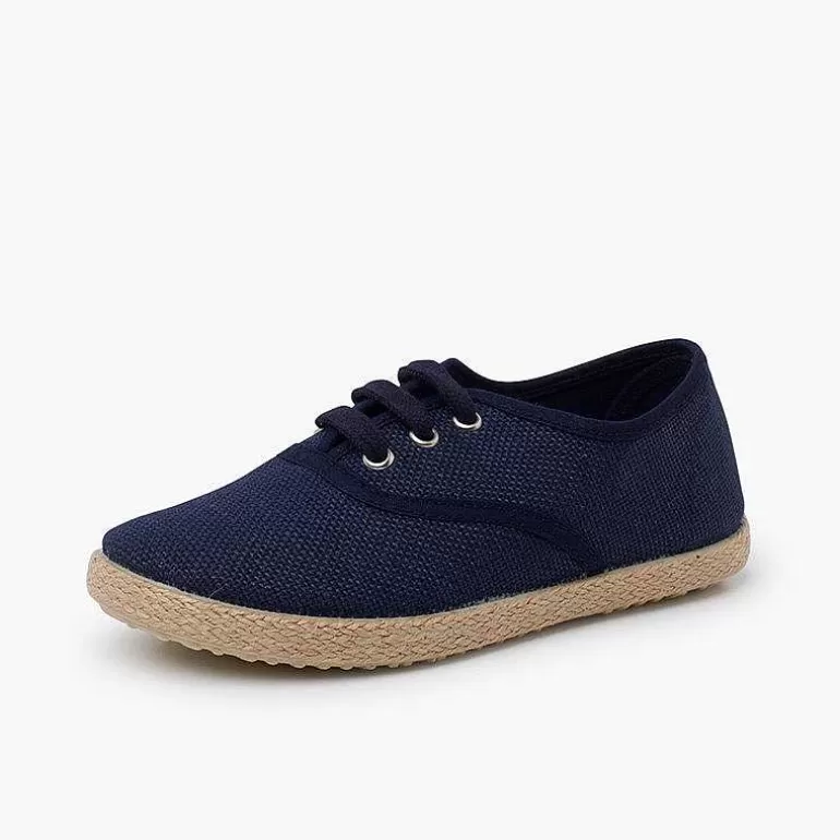 Hot Linen Lace-Up Espadrille Sole Trainers Women Brogues And Bluchers