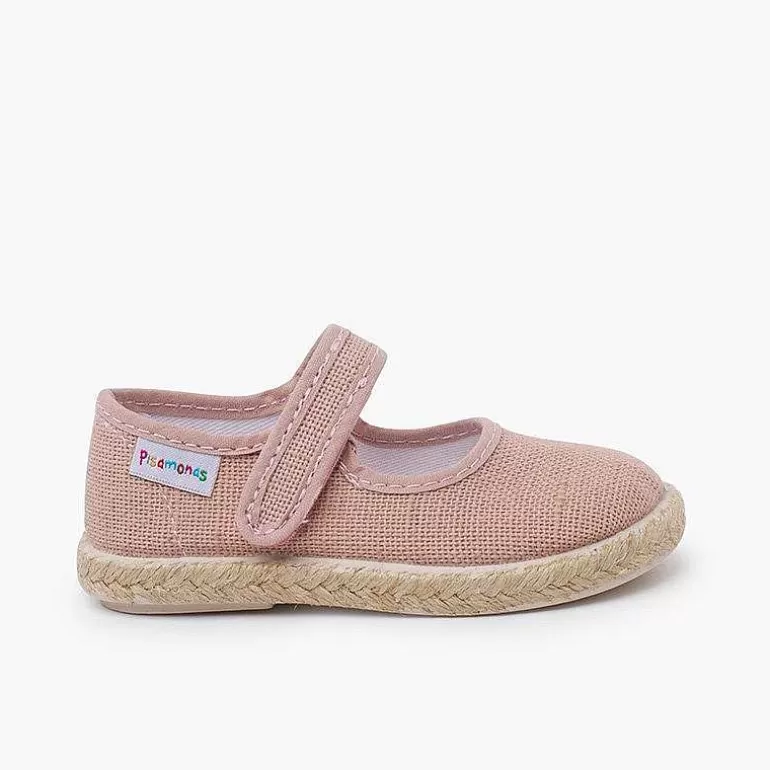 Flash Sale Linen Mary Janes With Espadrille Sole And Hook-And-Loop Closure Girls Mary Janes