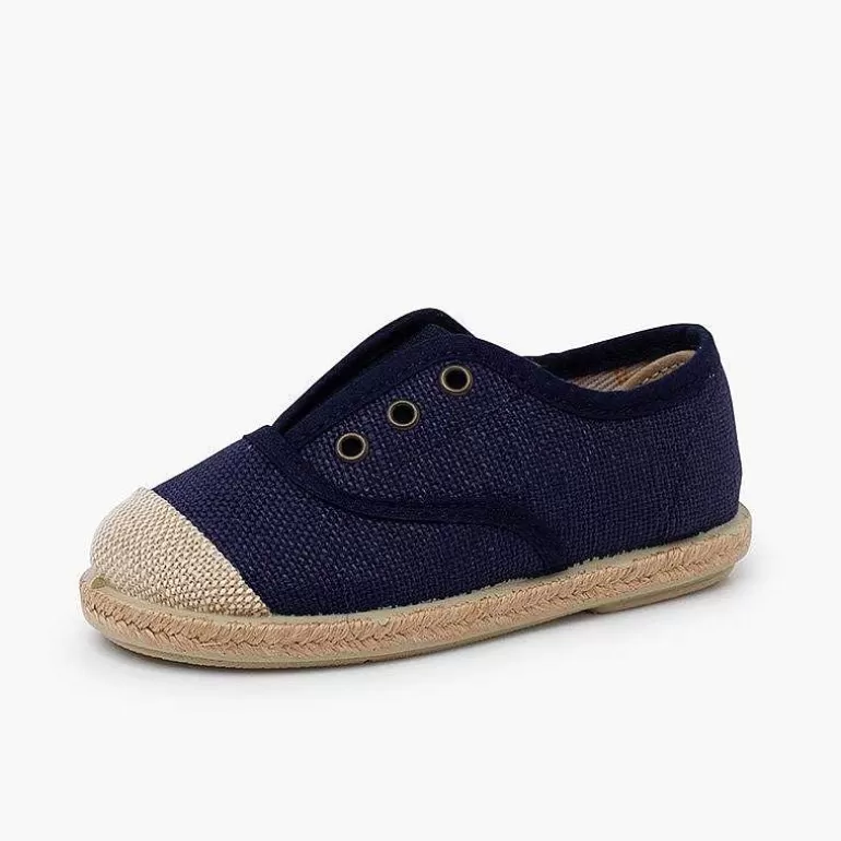 Sale Linen Trainers Without Laces Jute Toecap Girls Espadrilles