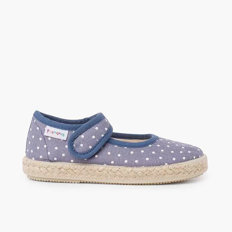 Discount Mary Janes With Espadrille Sole And Riptape Strap Girls Mary Janes