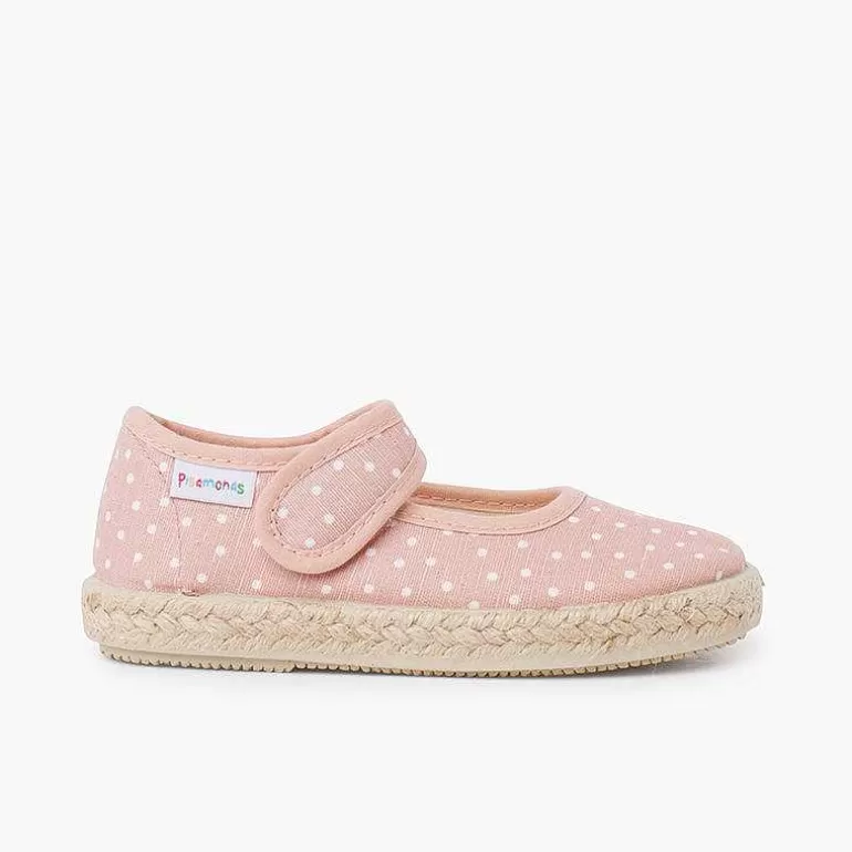 Discount Mary Janes With Espadrille Sole And Riptape Strap Girls Mary Janes