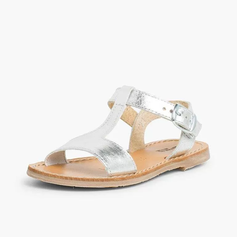 Best Metallic Flat Leather Sandals Girls Sandals