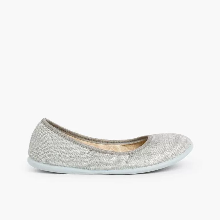 Clearance Metallic Linen Ballerina Pumps Women Ballet Pumps And Flats