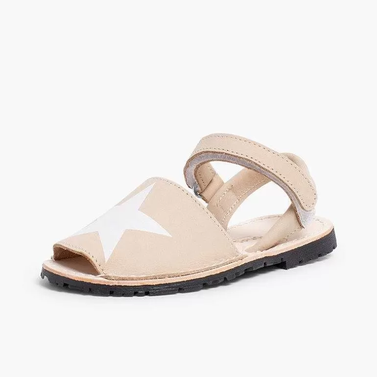 Clearance Nubuck Menorcan Sandals With Stars And Loop Fasteners Girls Avarcas Menorcan Sandals