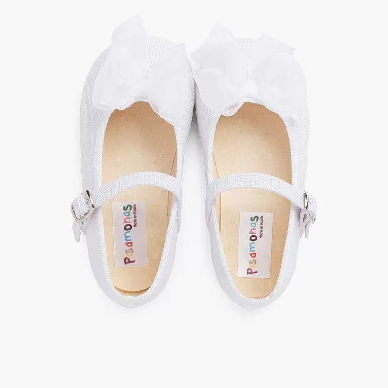 Outlet Organza Bow Buckle Linen Mary Janes Girls Mary Janes