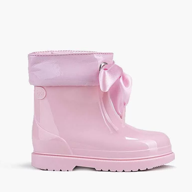 Fashion Patent Style Low-Top Wellies For Girls With Bow Girls Wellies