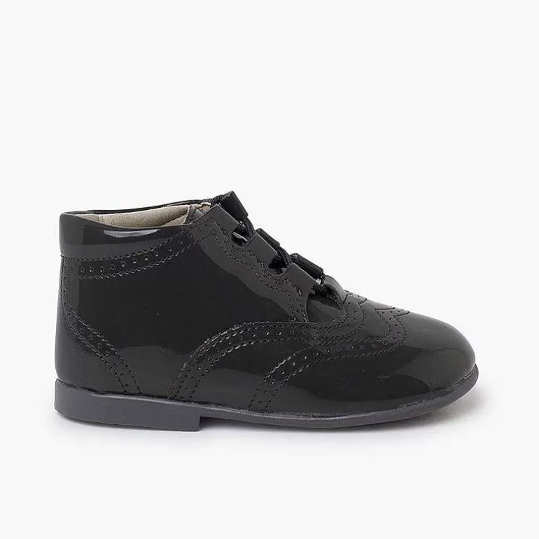 Cheap Patent Type Lace-Up Oxford Booties Girls Lace Up Oxfords