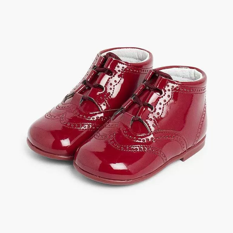 Cheap Patent Type Lace-Up Oxford Booties Girls Lace Up Oxfords