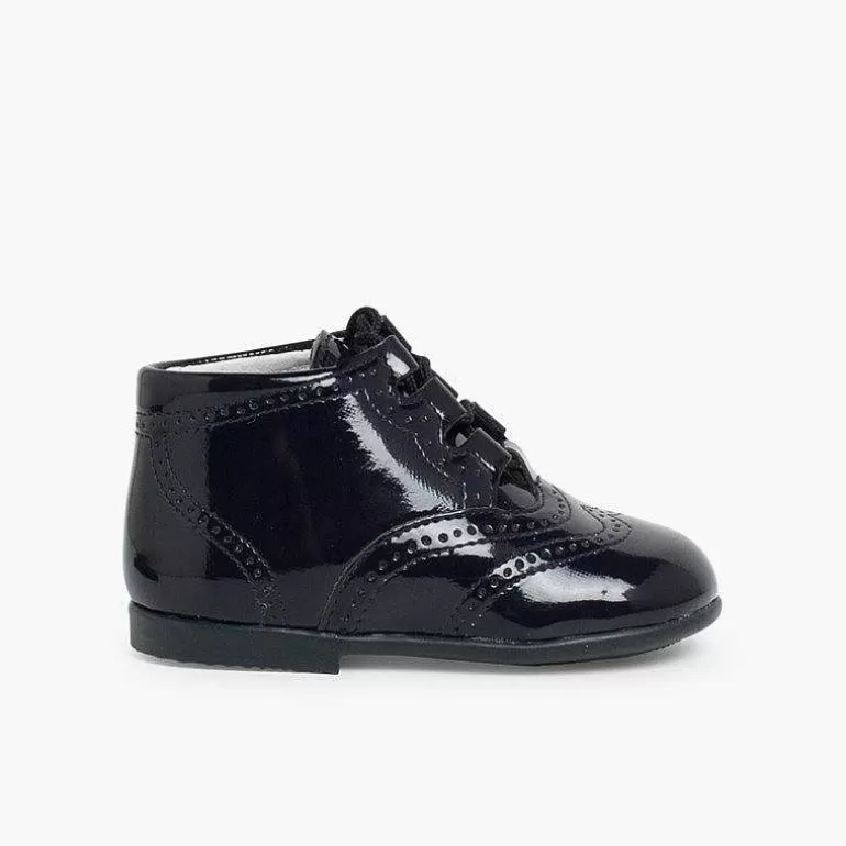 Cheap Patent Type Lace-Up Oxford Booties Girls Lace Up Oxfords