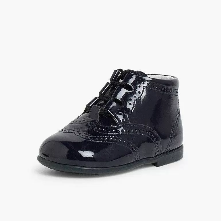 Cheap Patent Type Lace-Up Oxford Booties Girls Lace Up Oxfords