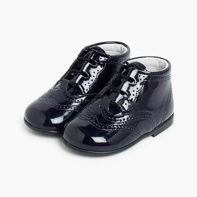 Cheap Patent Type Lace-Up Oxford Booties Girls Lace Up Oxfords