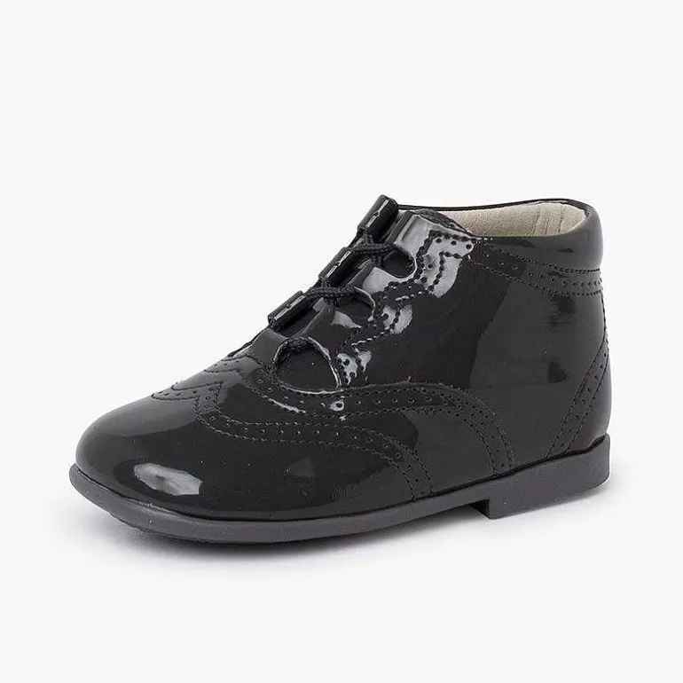 Cheap Patent Type Lace-Up Oxford Booties Girls Lace Up Oxfords