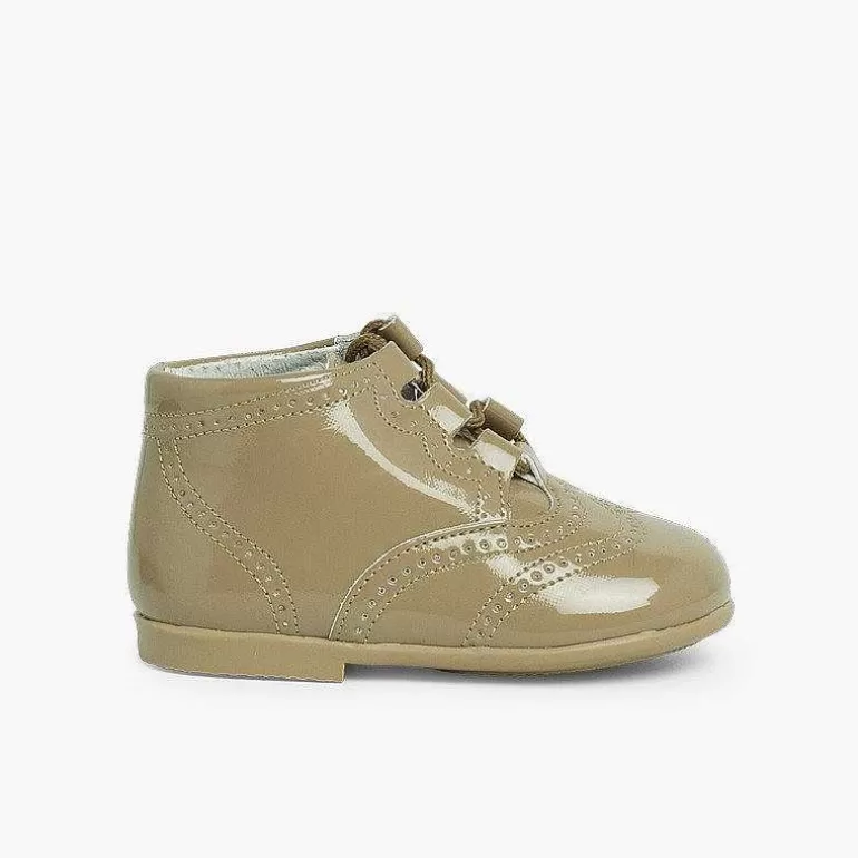 Cheap Patent Type Lace-Up Oxford Booties Girls Lace Up Oxfords