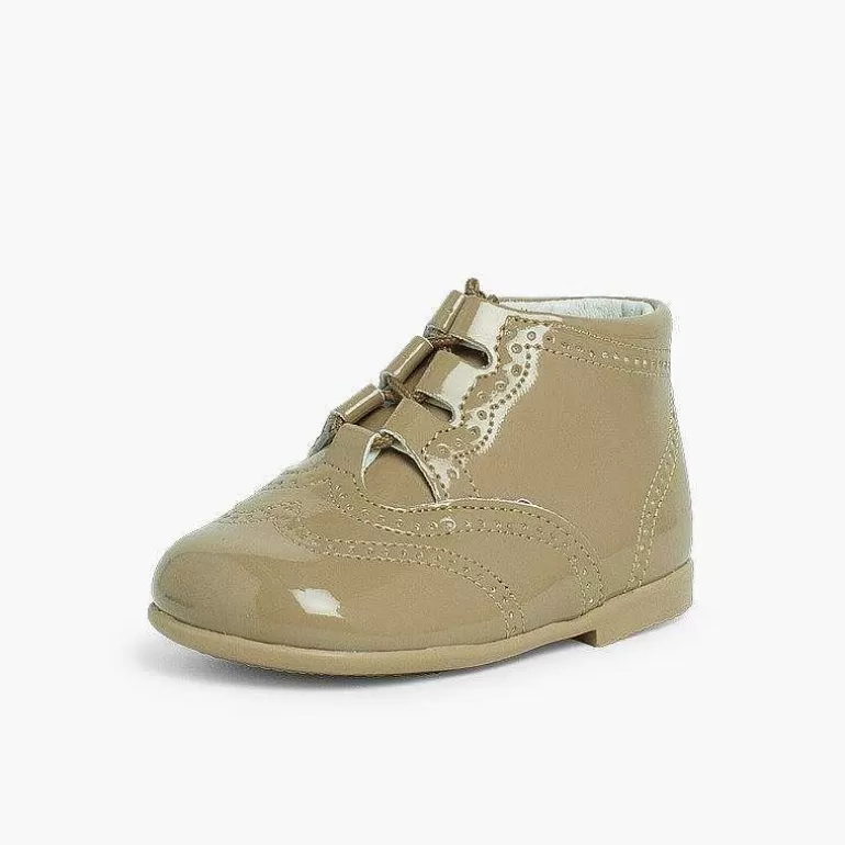 Cheap Patent Type Lace-Up Oxford Booties Girls Lace Up Oxfords