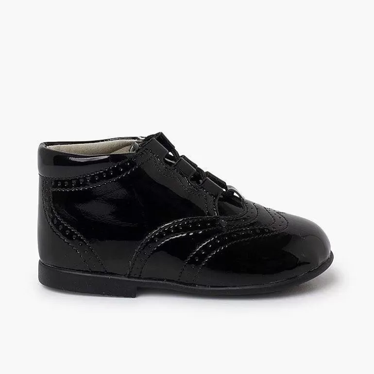 Cheap Patent Type Lace-Up Oxford Booties Girls Lace Up Oxfords