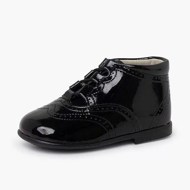 Cheap Patent Type Lace-Up Oxford Booties Girls Lace Up Oxfords