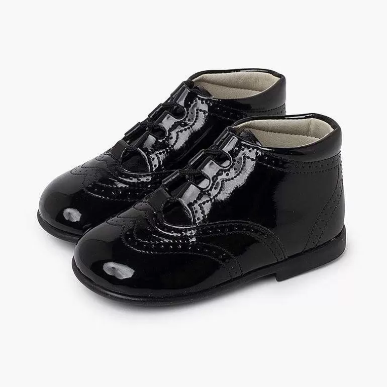 Cheap Patent Type Lace-Up Oxford Booties Girls Lace Up Oxfords