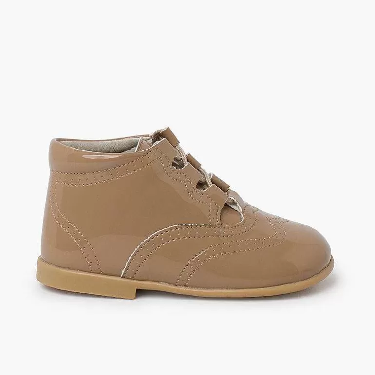 Cheap Patent Type Lace-Up Oxford Booties Girls Lace Up Oxfords