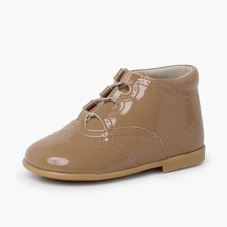 Cheap Patent Type Lace-Up Oxford Booties Girls Lace Up Oxfords