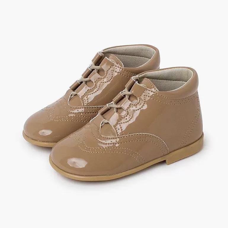 Cheap Patent Type Lace-Up Oxford Booties Girls Lace Up Oxfords