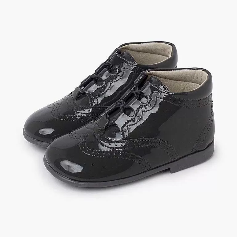 Cheap Patent Type Lace-Up Oxford Booties Girls Lace Up Oxfords