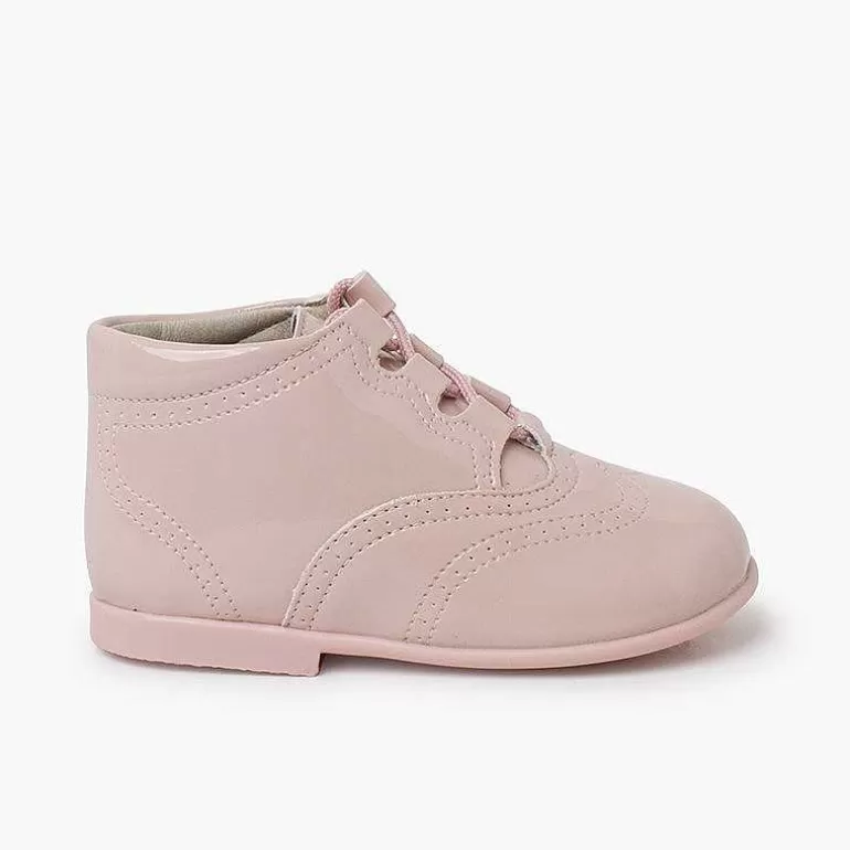 Cheap Patent Type Lace-Up Oxford Booties Girls Lace Up Oxfords
