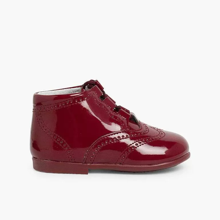 Cheap Patent Type Lace-Up Oxford Booties Girls Lace Up Oxfords