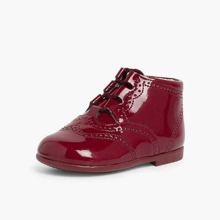 Cheap Patent Type Lace-Up Oxford Booties Girls Lace Up Oxfords