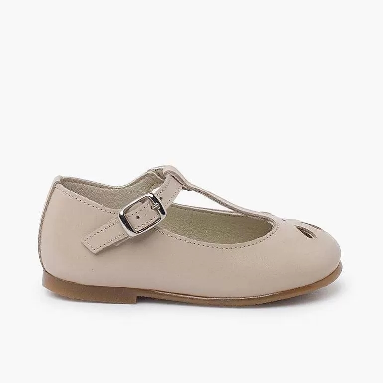 Best Sale Pearly Leather Mary Janes Die-Cut Design Girls Mary Janes