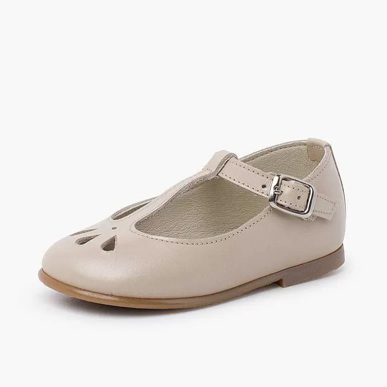 Best Sale Pearly Leather Mary Janes Die-Cut Design Girls Mary Janes