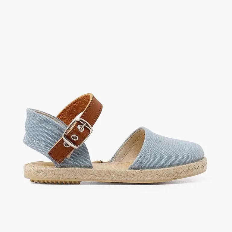 Best Sale Recycled Canvas Espadrilles With Leather Type Strip Girls Espadrilles