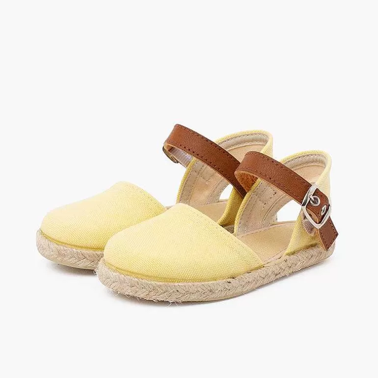 Best Sale Recycled Canvas Espadrilles With Leather Type Strip Girls Espadrilles