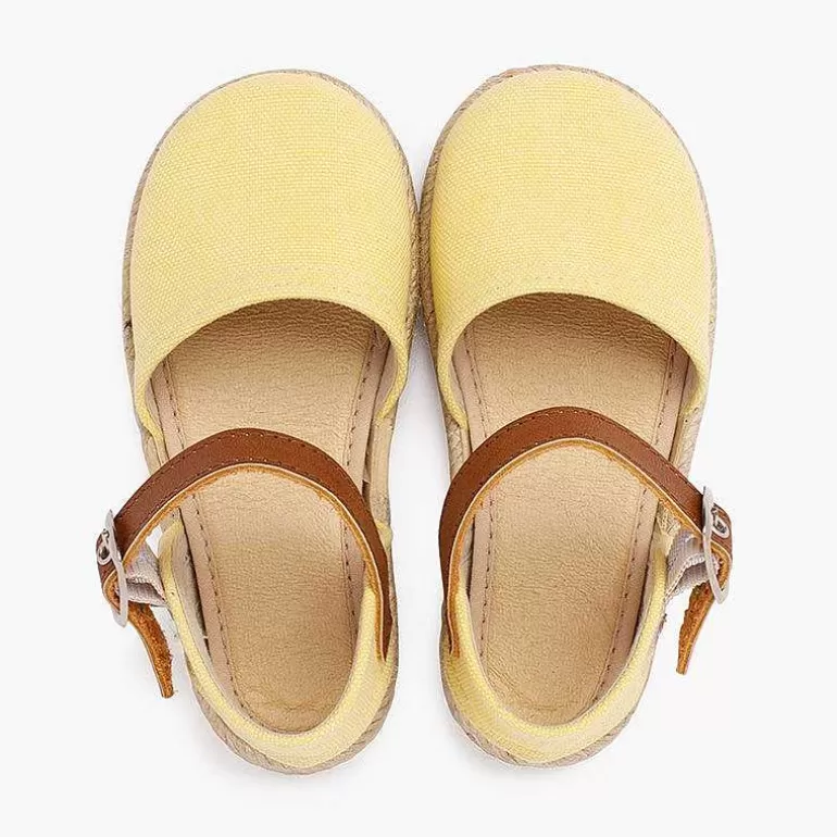 Best Sale Recycled Canvas Espadrilles With Leather Type Strip Girls Espadrilles