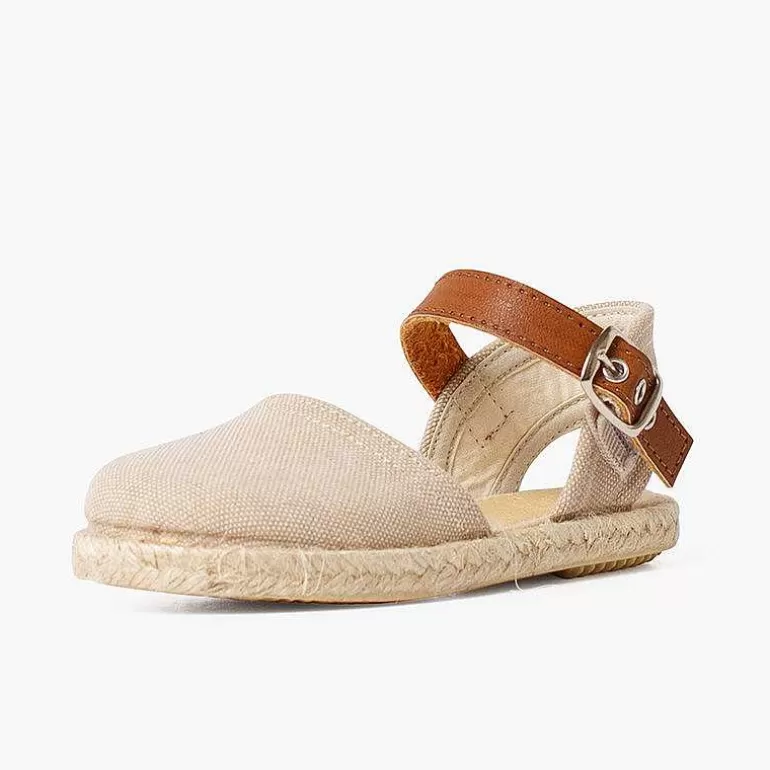 Best Sale Recycled Canvas Espadrilles With Leather Type Strip Girls Espadrilles