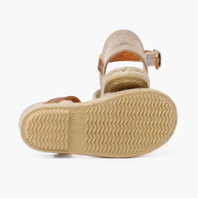 Best Sale Recycled Canvas Espadrilles With Leather Type Strip Girls Espadrilles