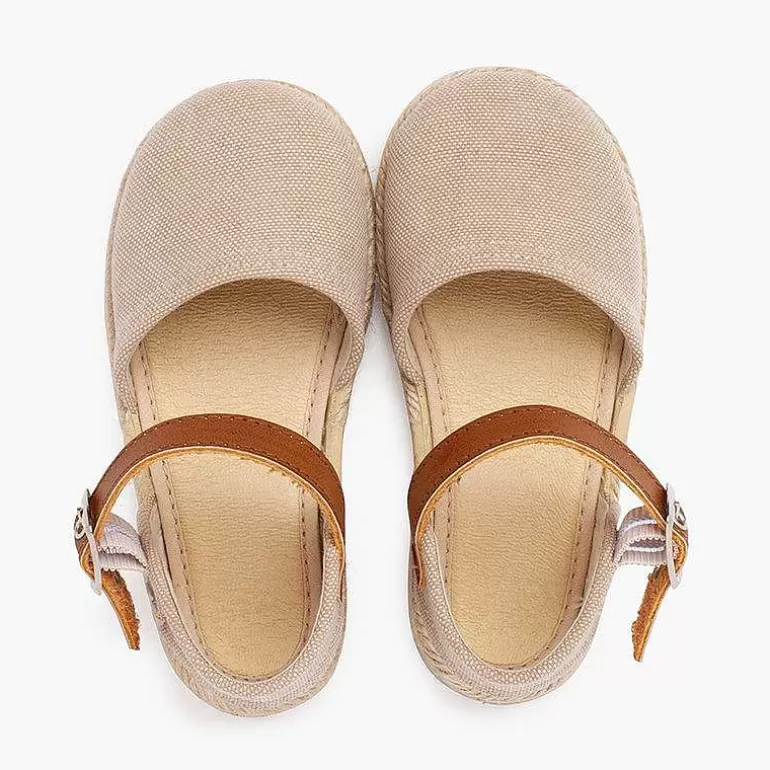 Best Sale Recycled Canvas Espadrilles With Leather Type Strip Girls Espadrilles