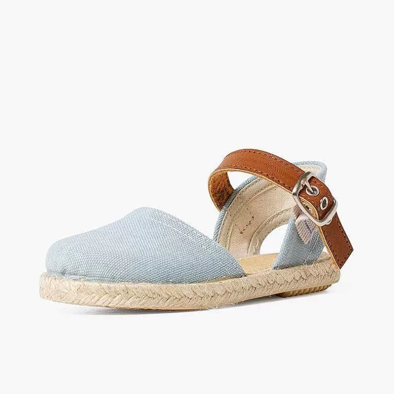 Best Sale Recycled Canvas Espadrilles With Leather Type Strip Girls Espadrilles