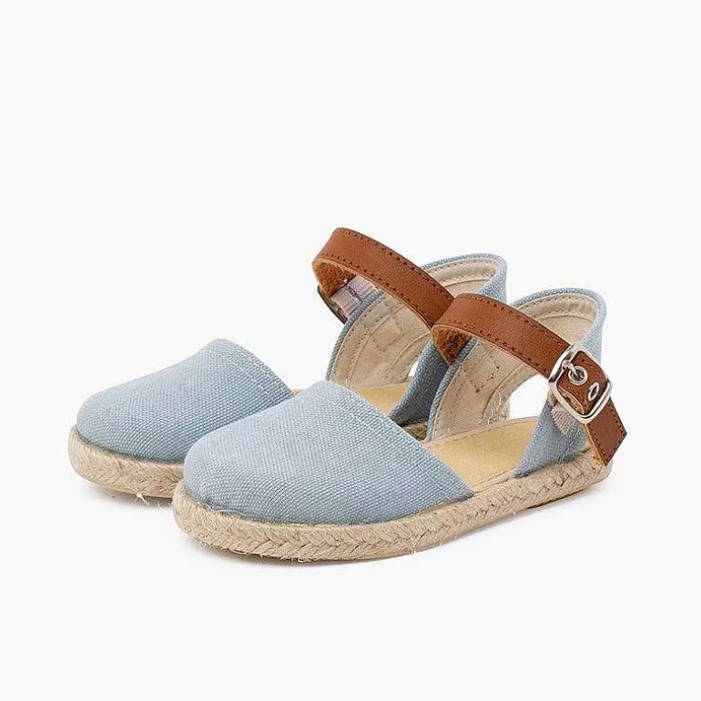 Best Sale Recycled Canvas Espadrilles With Leather Type Strip Girls Espadrilles