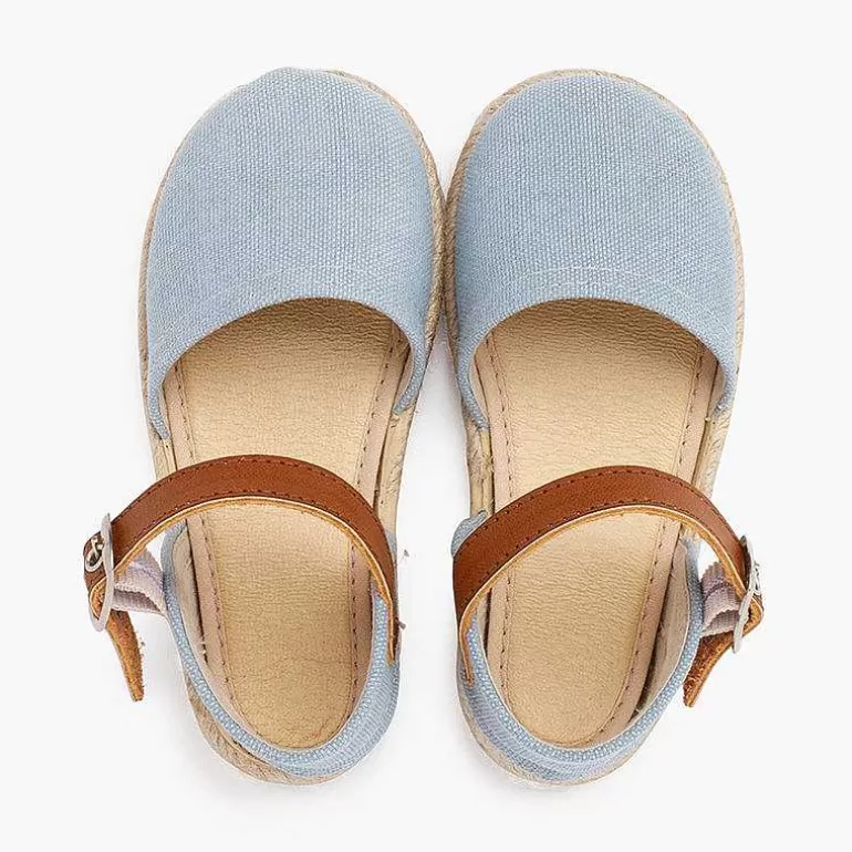 Best Sale Recycled Canvas Espadrilles With Leather Type Strip Girls Espadrilles