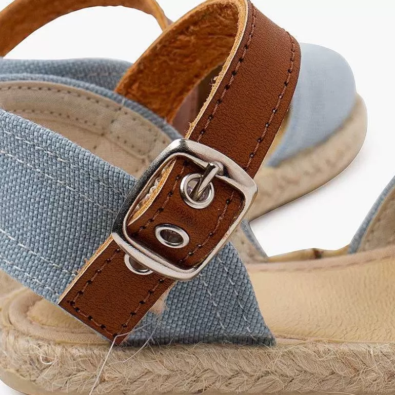 Best Sale Recycled Canvas Espadrilles With Leather Type Strip Girls Espadrilles