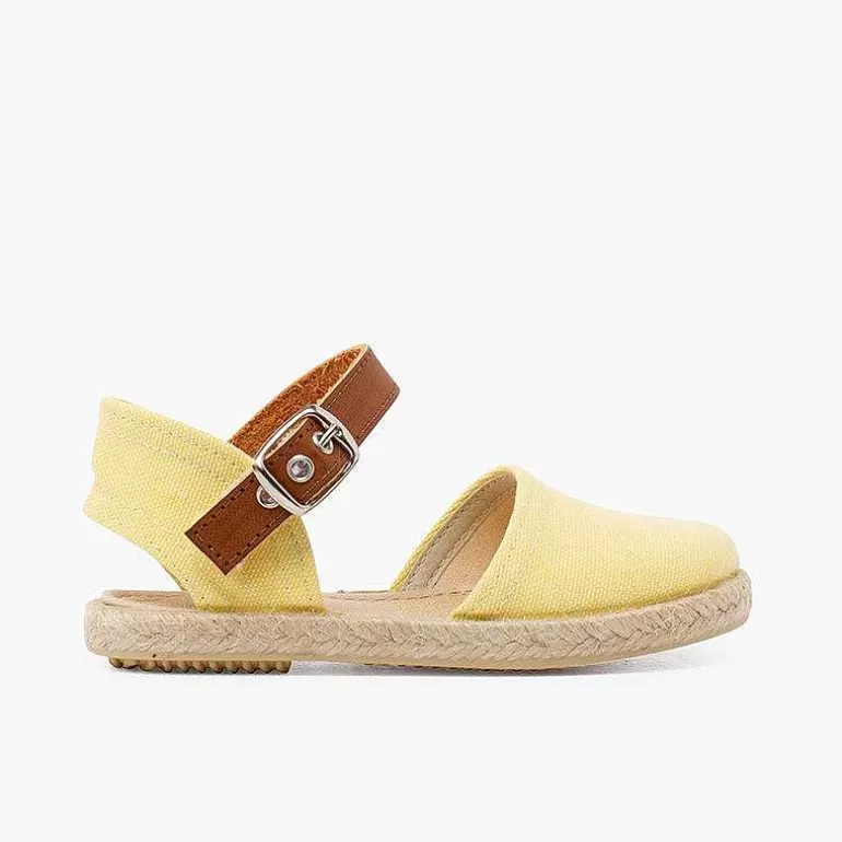 Best Sale Recycled Canvas Espadrilles With Leather Type Strip Girls Espadrilles
