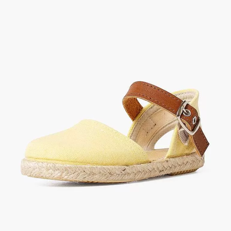 Best Sale Recycled Canvas Espadrilles With Leather Type Strip Girls Espadrilles
