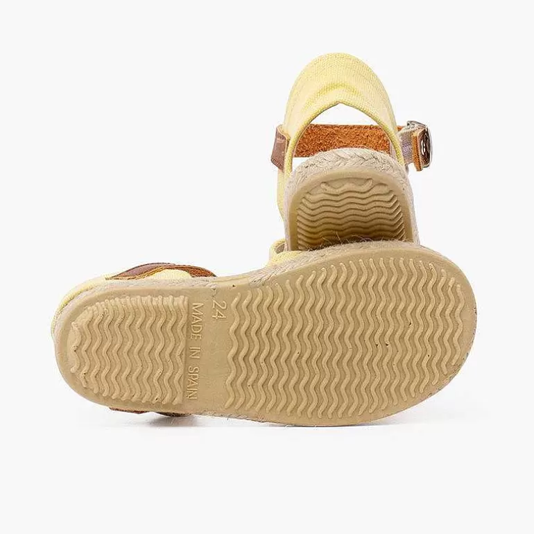 Best Sale Recycled Canvas Espadrilles With Leather Type Strip Girls Espadrilles