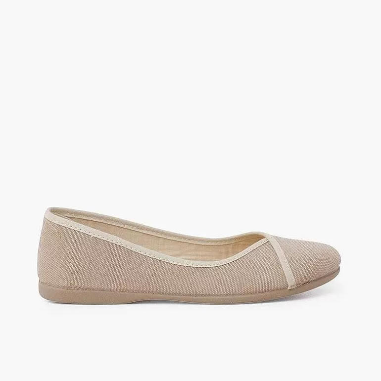 Store Recycled Eco Canvas Ballet Pumps With Trim Girls Ballet Pumps And Flats