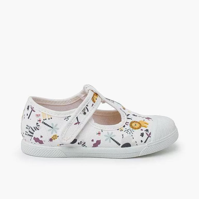 Clearance Rubber Toe Cap Floral T-Bar Shoes Boys T-Bar Shoes