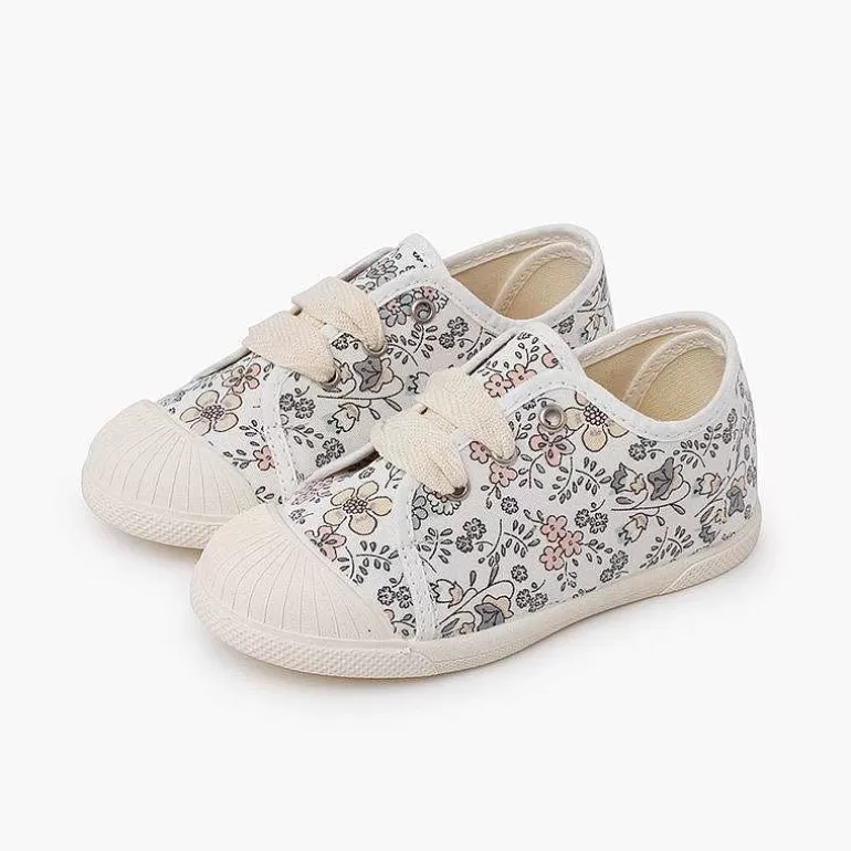 Clearance Rubber Toe Cap Floral Trainers Girls Trainers