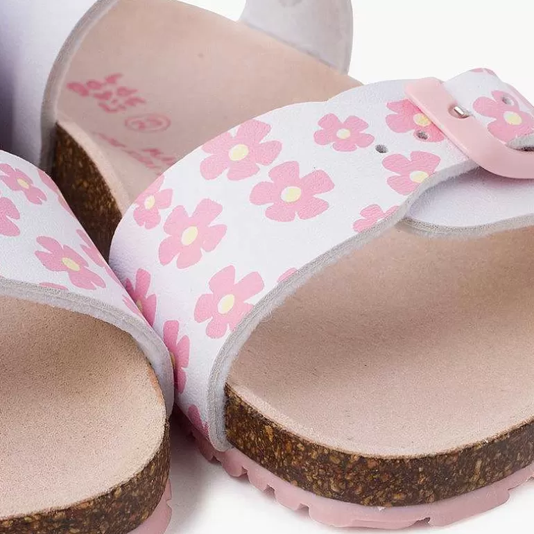 Clearance Sandals With Flowers Double Buckle And Bio Sole Girls Sandals